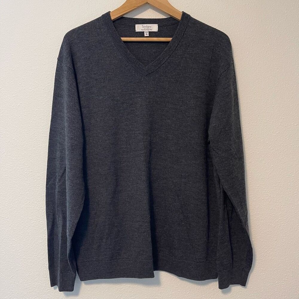 Turnbury Merino Wool‎ Dark Grey VNeck Sweater Size XL